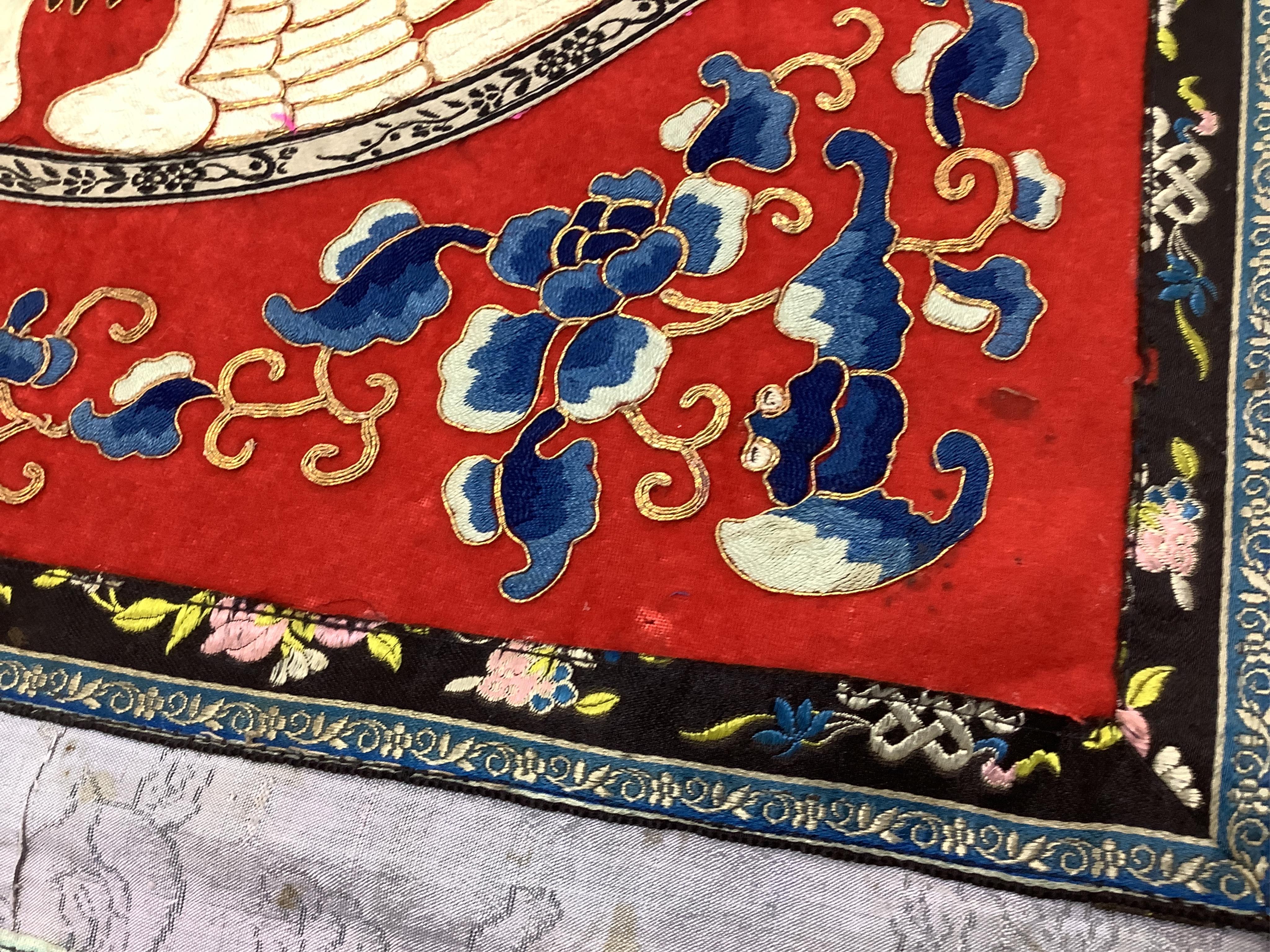 A Chinese embroidered silk ‘crane’ panel, early 20th century